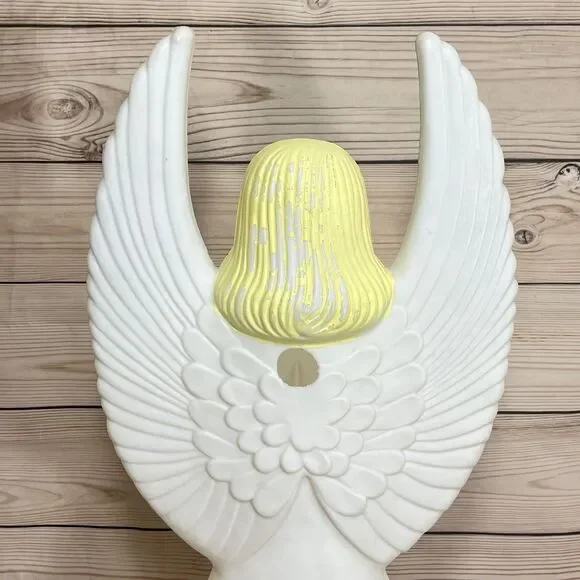 Vintage Christmas Angel Blow Mold 30" Union Products 1988 Blue Wings with Light - Picture 8 of 14